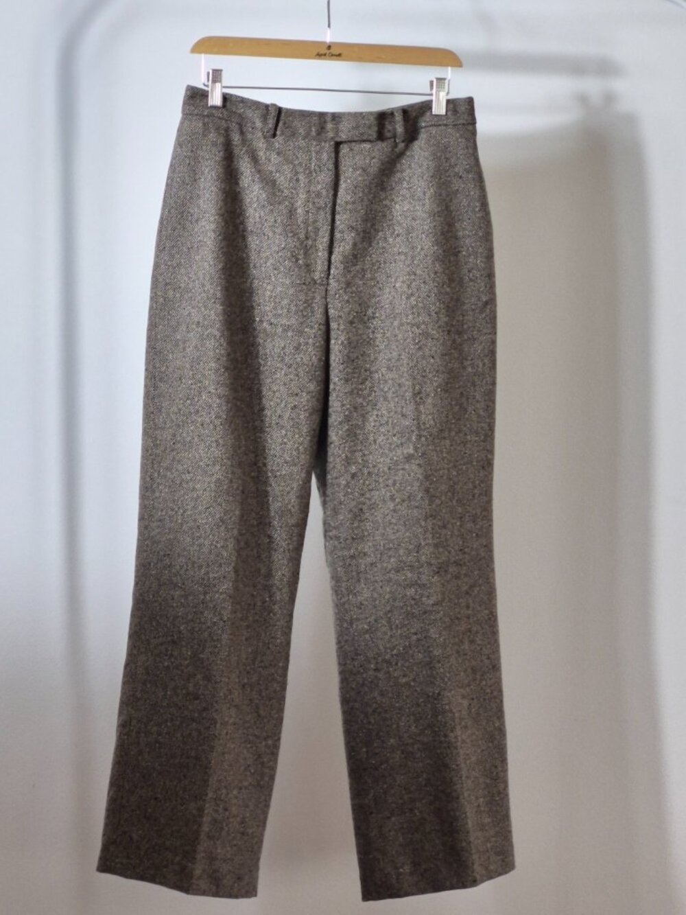 Eddie Bauer Pants Womens 12 Wool Silk Blend Tweed Wide Leg Pleated Trousers